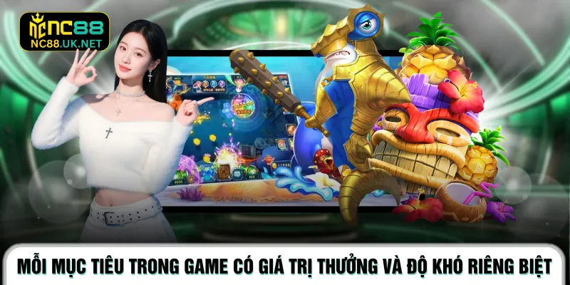 Mỗi mục tiêu trong game có giá trị thưởng và độ khó riêng biệt